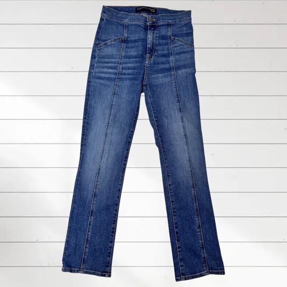 Veronica Beard Carly Kick Flare High Rise Pintuck Jeans PUTNAM Wash Blue 27 / 4 - Picture 1 of 10